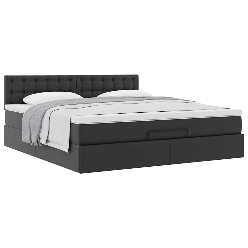 Cadre de lit ottoman avec matelas noir 160x200 cm similicuir - XIOS