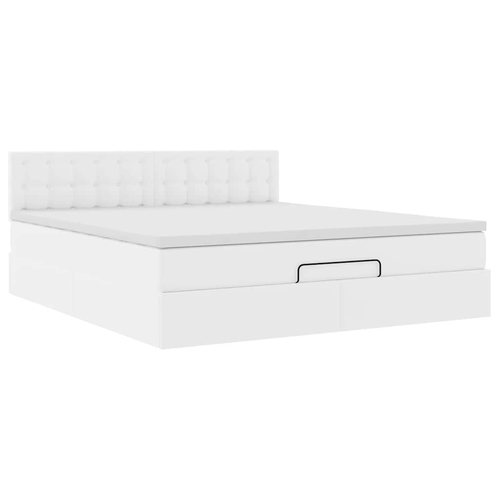 Cadre de lit ottoman avec matelas blanc 180x200 cm similicuir - XIOS