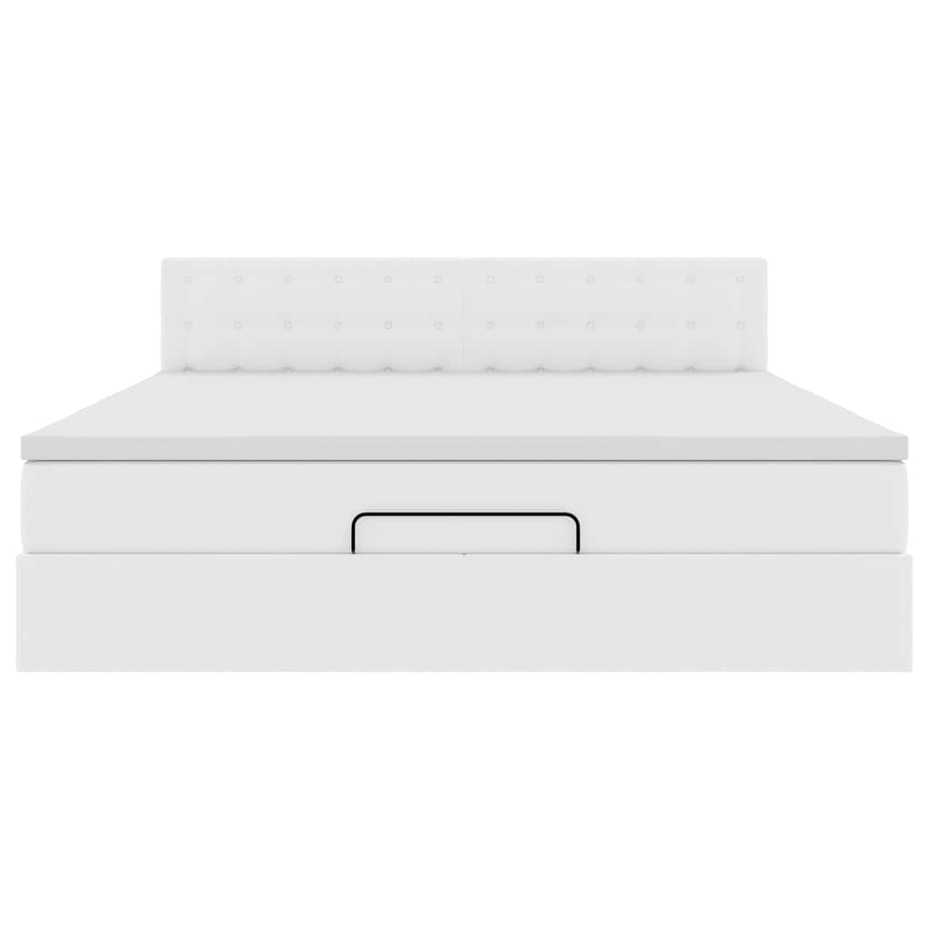 Cadre de lit ottoman avec matelas blanc 180x200 cm similicuir - XIOS