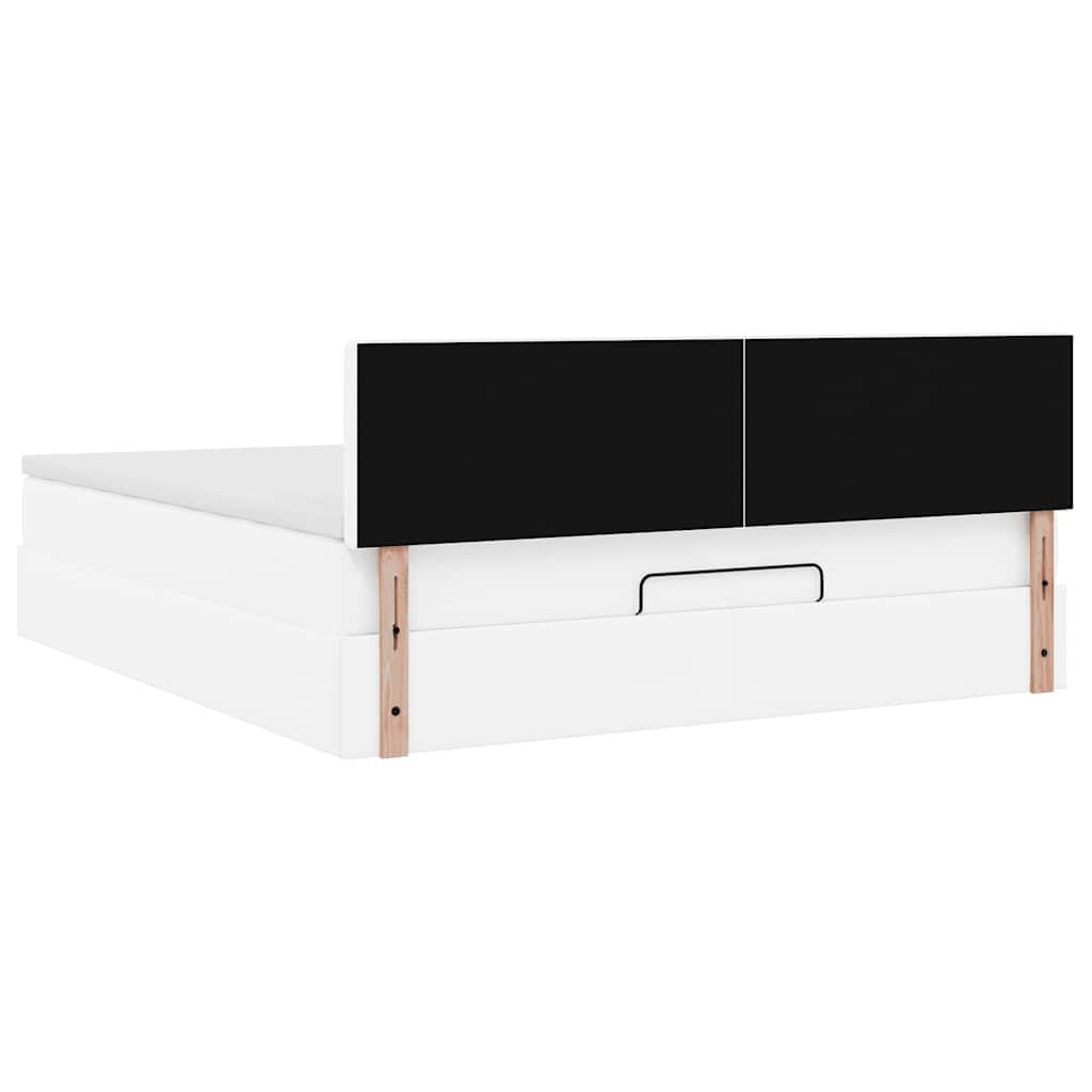 Cadre de lit ottoman avec matelas blanc 180x200 cm similicuir - XIOS