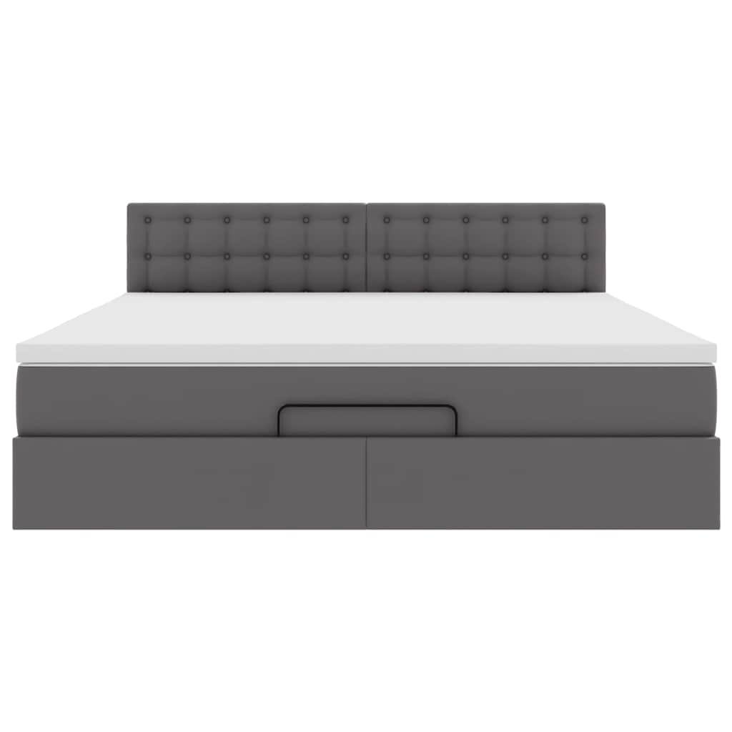 Cadre de lit ottoman avec matelas gris 180x200 cm similicuir - XIOS