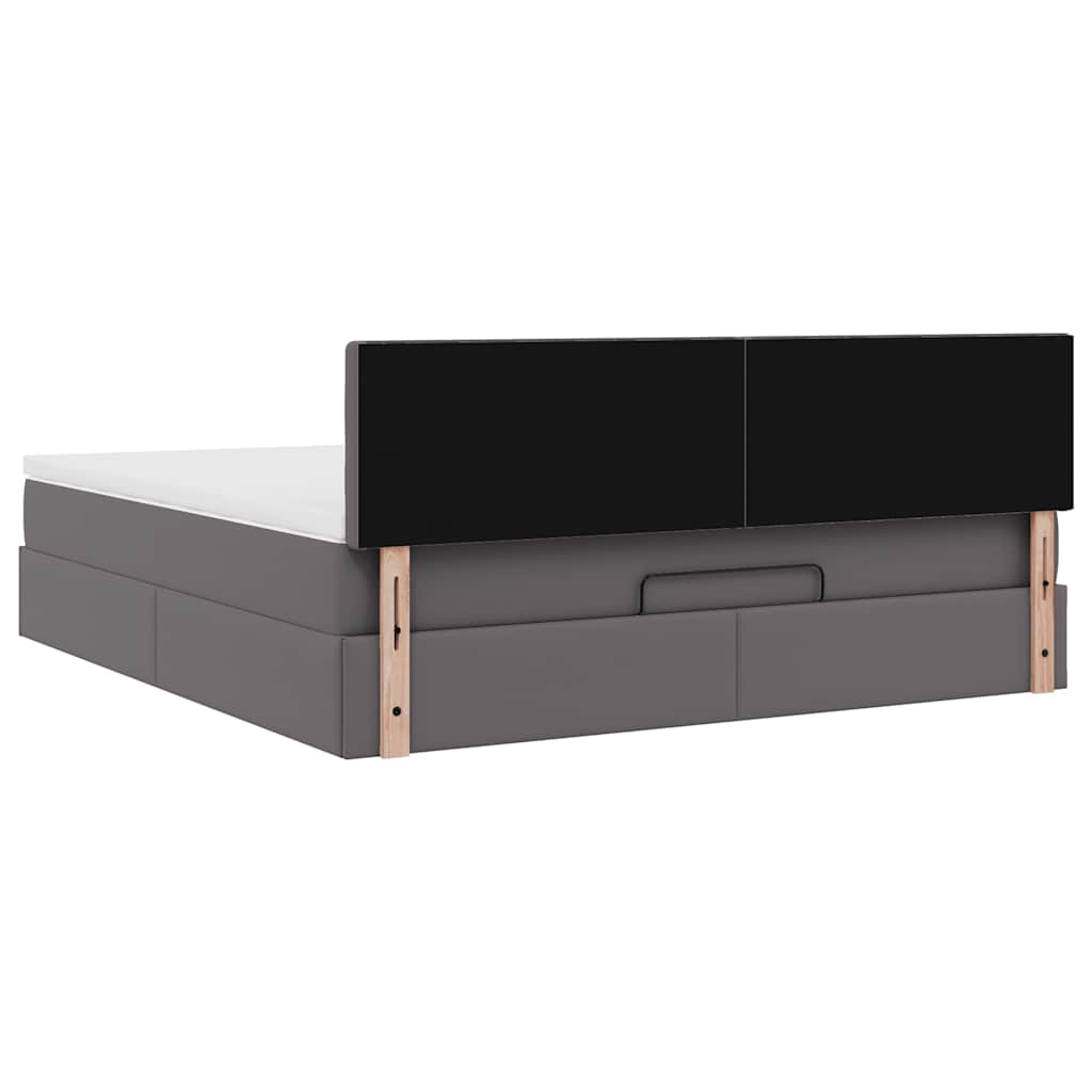 Cadre de lit ottoman avec matelas gris 180x200 cm similicuir - XIOS