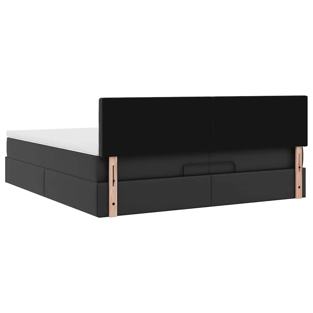 Cadre de lit ottoman avec matelas noir 200x200 cm similicuir - XIOS