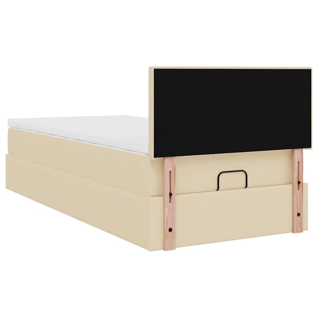 Cadre de lit ottoman avec matelas crème 80x200 cm tissu - XIOS