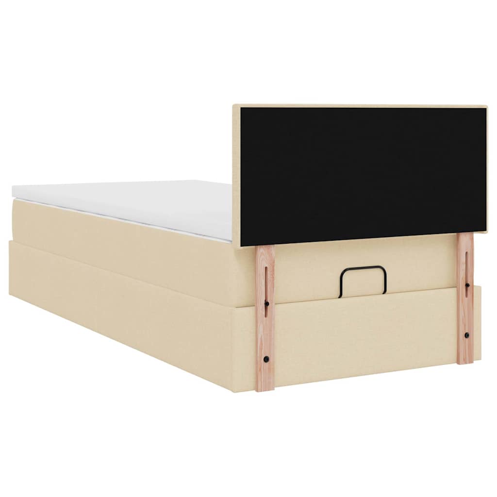 Lit ottoman avec matelas crème 90x200 cm tissu - XIOS