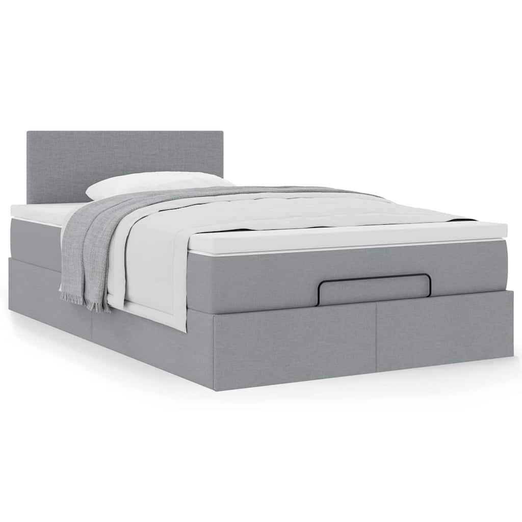 Lit ottoman avec matelas gris clair 120x190 cm tissu - XIOS