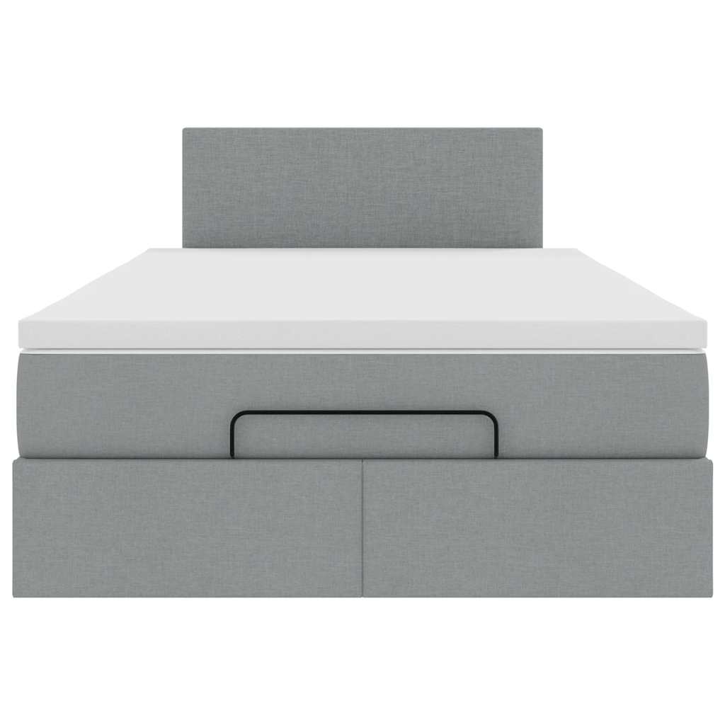 Lit ottoman avec matelas gris clair 120x190 cm tissu - XIOS