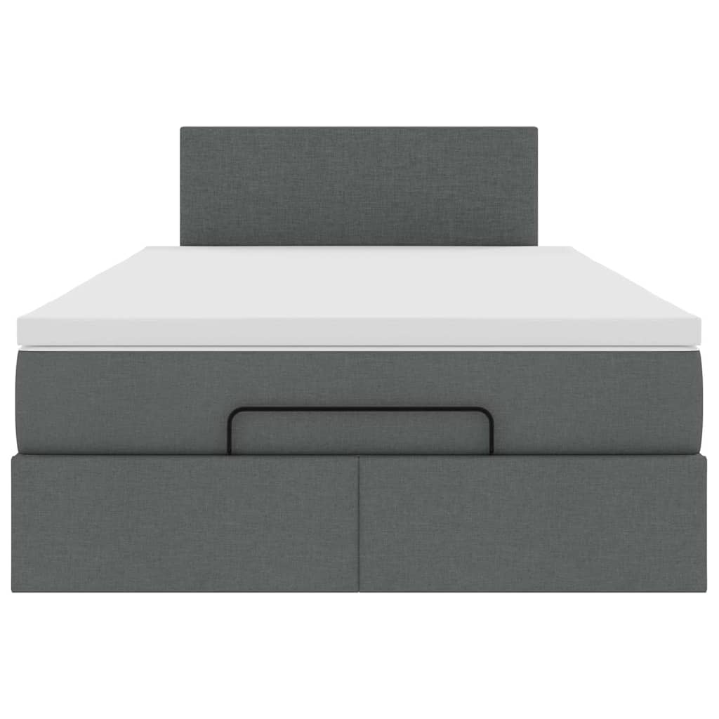 Lit ottoman avec matelas gris foncé 120x190 cm tissu - XIOS