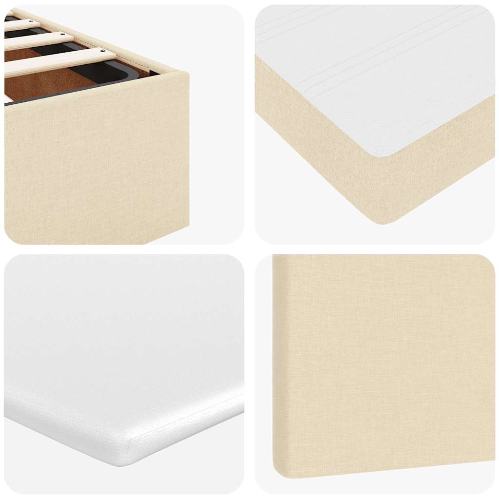 Cadre de lit ottoman avec matelas crème 120x190 cm tissu