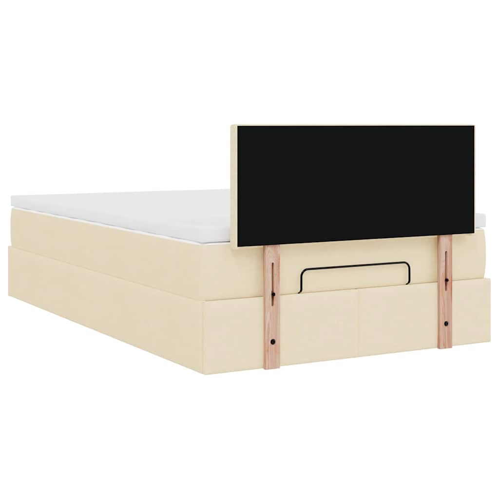 Cadre de lit ottoman avec matelas crème 120x190 cm tissu - XIOS