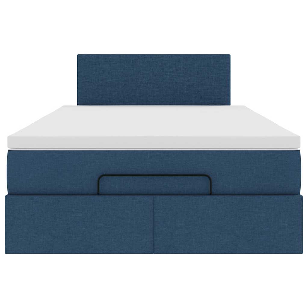 Cadre de lit ottoman avec matelas bleu 120x190 cm tissu - XIOS