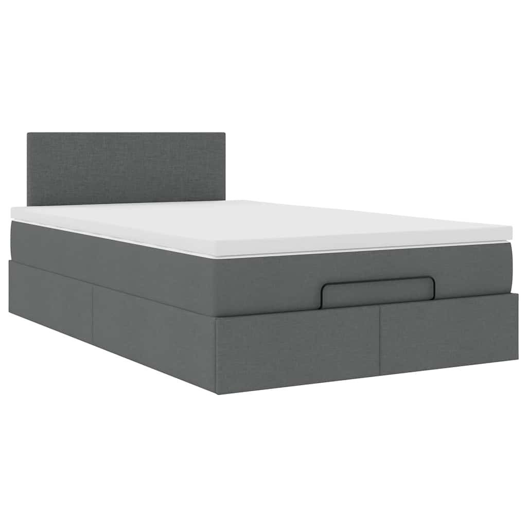 Lit ottoman avec matelas gris foncé 120x200 cm tissu - XIOS