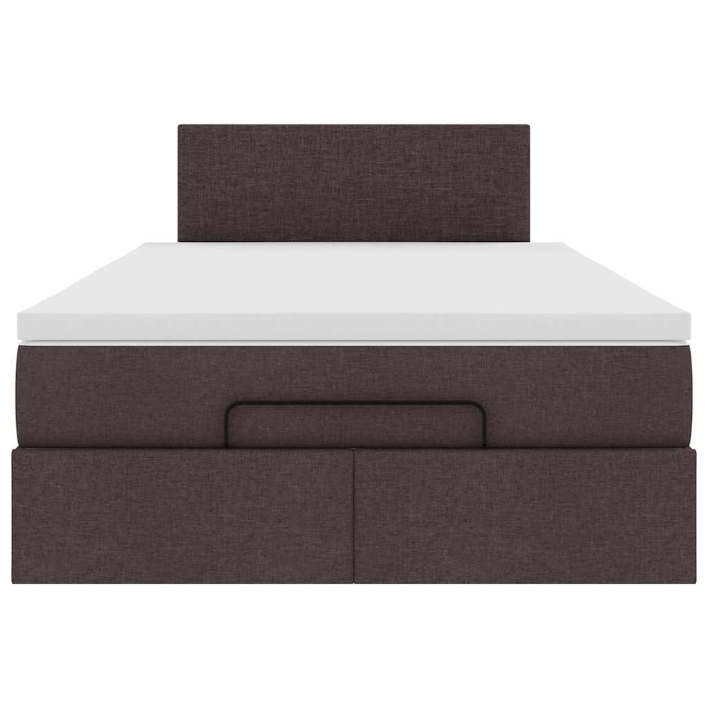 Lit ottoman avec matelas marron foncé 120x200 cm tissu