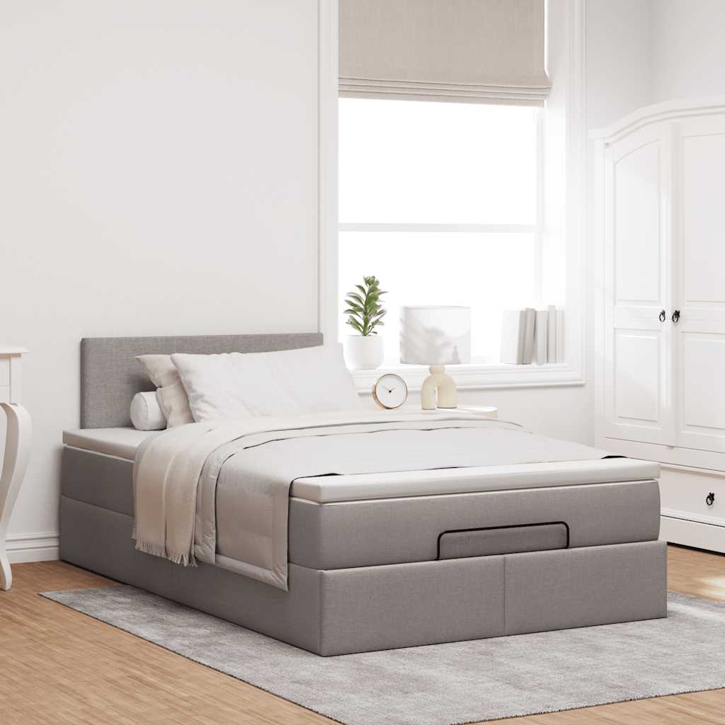Cadre de lit ottoman avec matelas taupe 120x200 cm tissu - XIOS