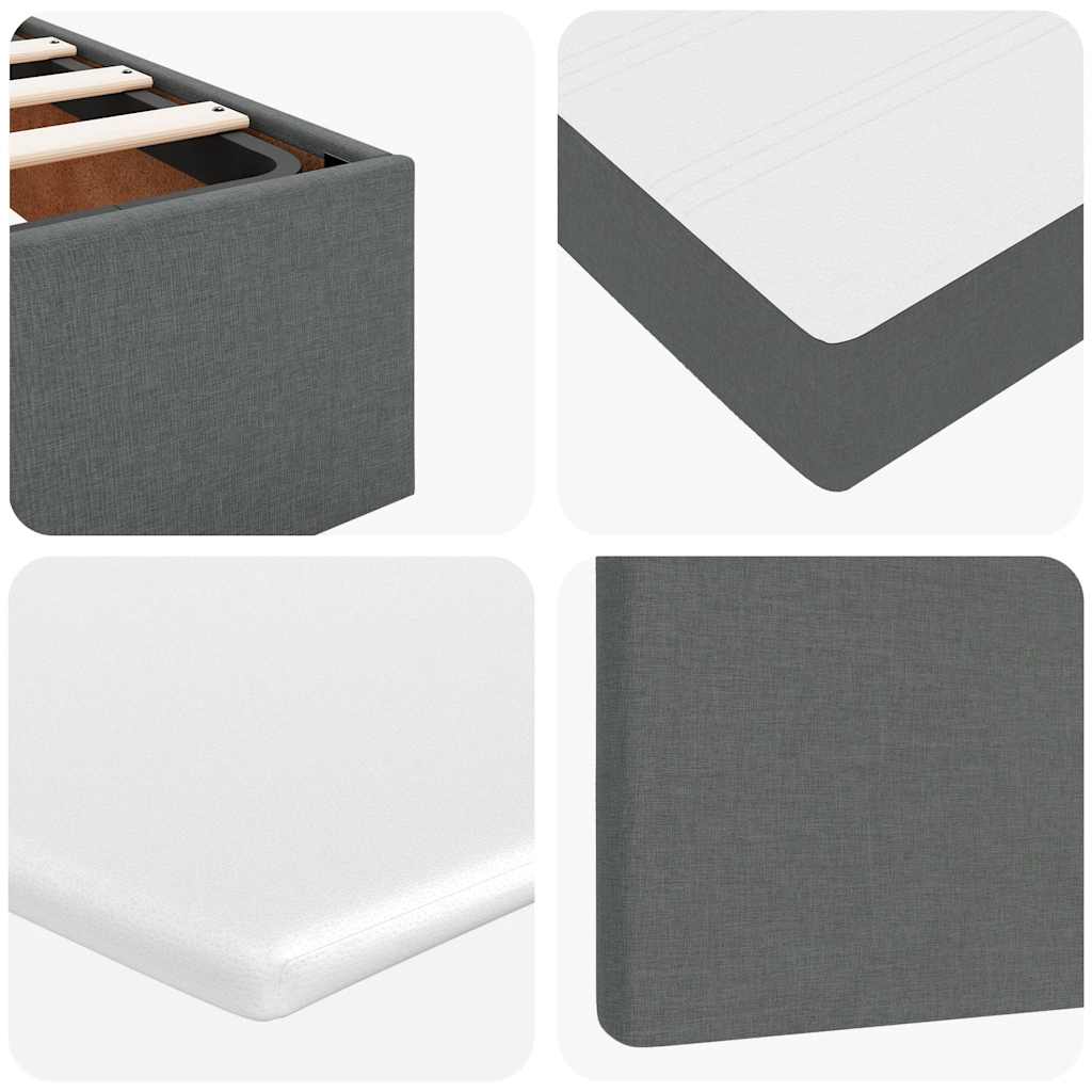Lit ottoman avec matelas gris foncé 140x190 cm tissu