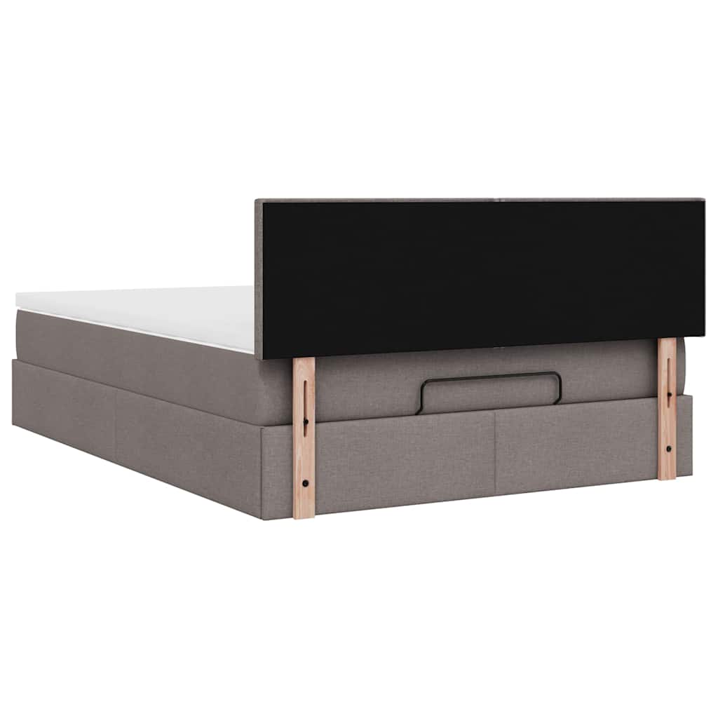 Lit ottoman avec matelas taupe 140x200 cm tissu - XIOS