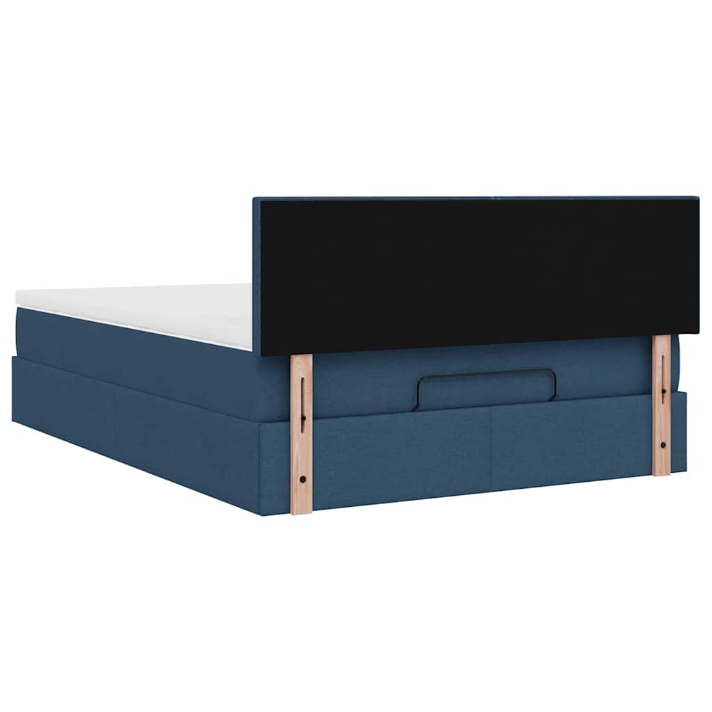 Cadre de lit ottoman avec matelas bleu 140x200 cm tissu - XIOS