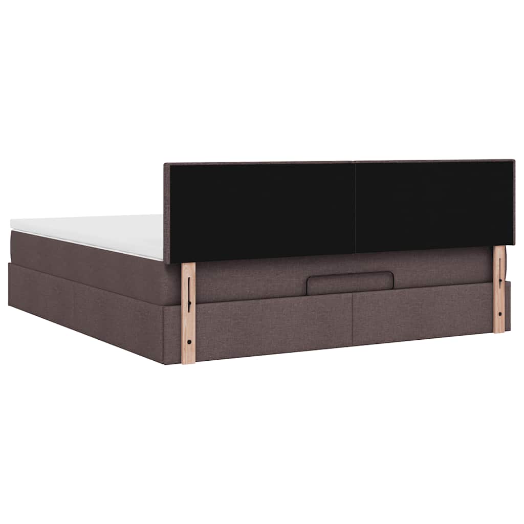 Cadre de lit ottoman avec matelas marron foncé 160x200 cm tissu - XIOS