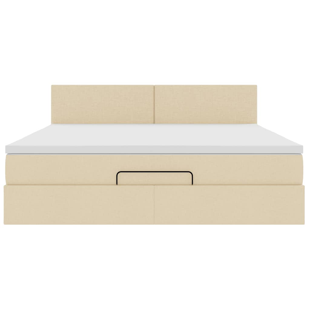 Cadre de lit ottoman avec matelas crème 160x200 cm tissu - XIOS