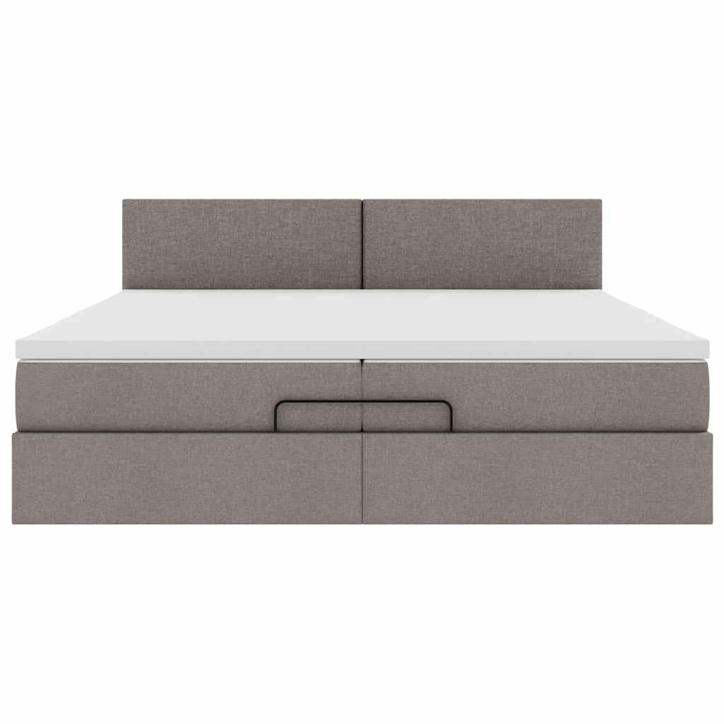 Cadre de lit ottoman avec matelas taupe 200x200 cm tissu - XIOS