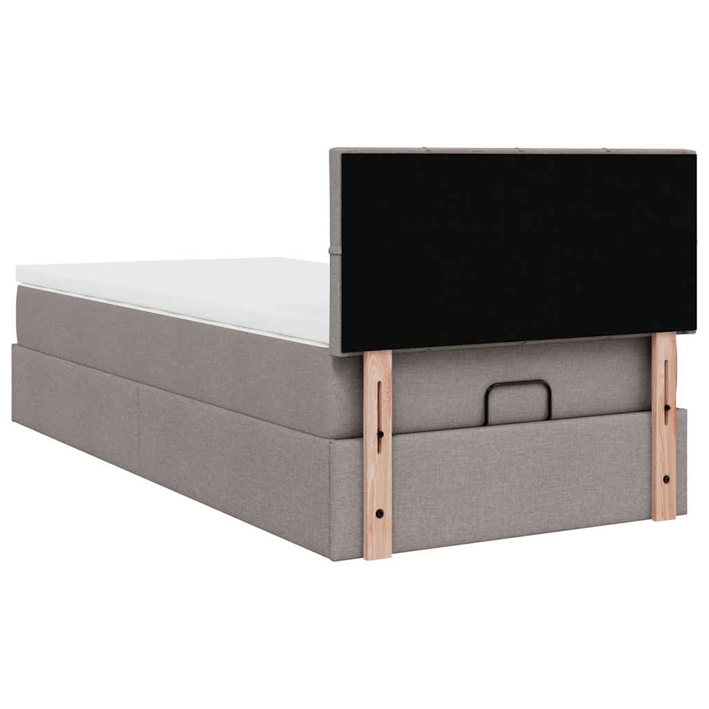 Cadre de lit ottoman avec matelas taupe 80x200 cm tissu - XIOS