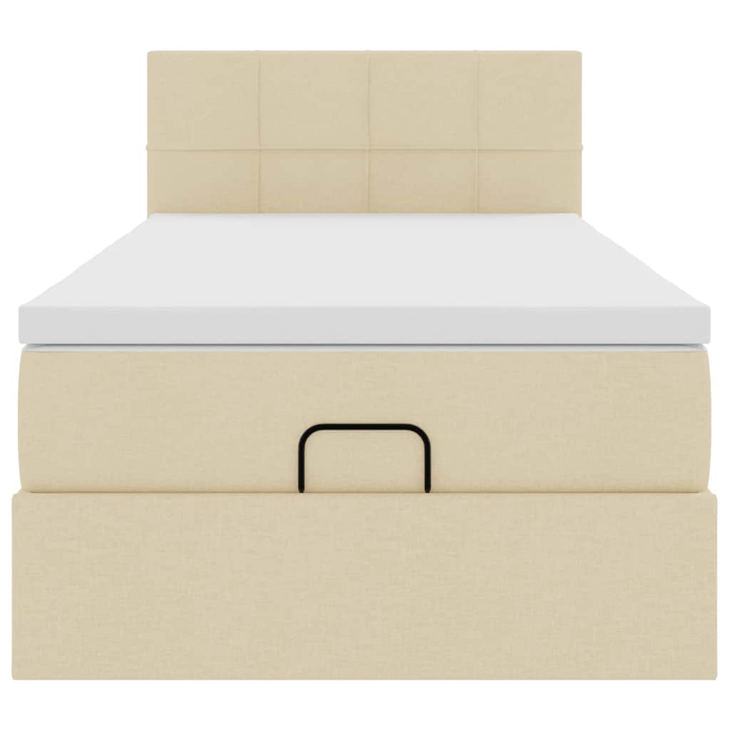 Cadre de lit ottoman avec matelas crème 80x200 cm tissu