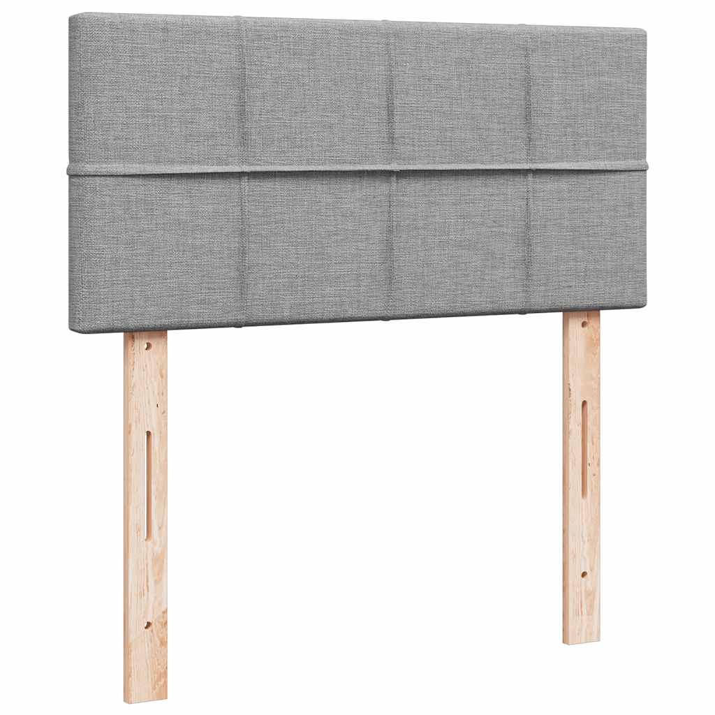 Cadre de lit ottoman et matelas gris clair 90x190 cm tissu - XIOS