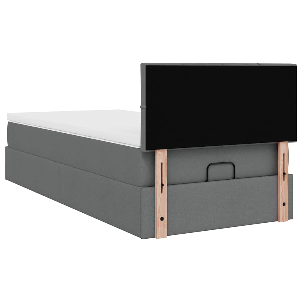 Cadre de lit ottoman avec matelas gris foncé 90x190 cm tissu - XIOS