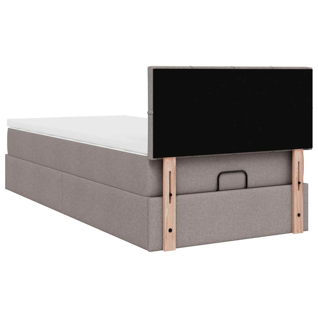 Lit ottoman avec matelas taupe 90x200 cm tissu - XIOS