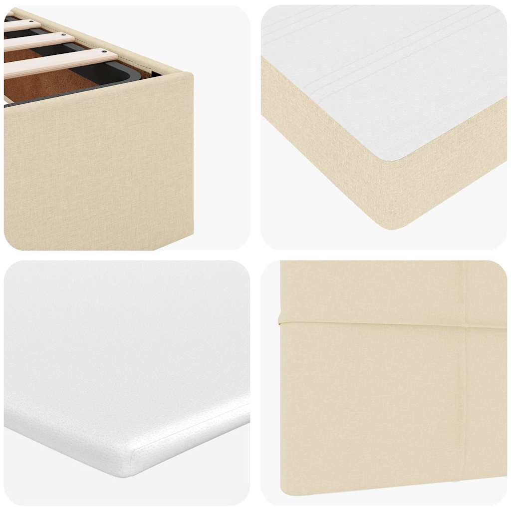 Lit ottoman avec matelas crème 100x200 cm tissu