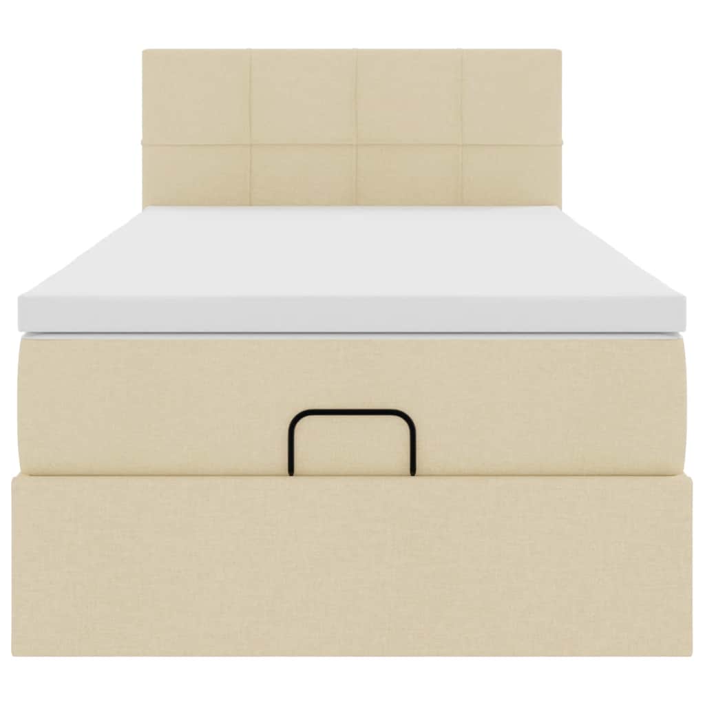 Lit ottoman avec matelas crème 100x200 cm tissu - XIOS