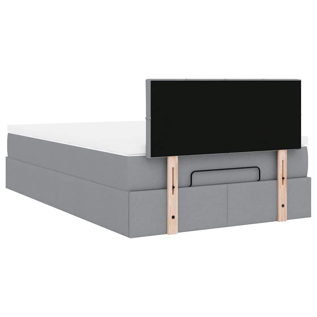 Lit ottoman avec matelas gris clair 120x190 cm tissu - XIOS