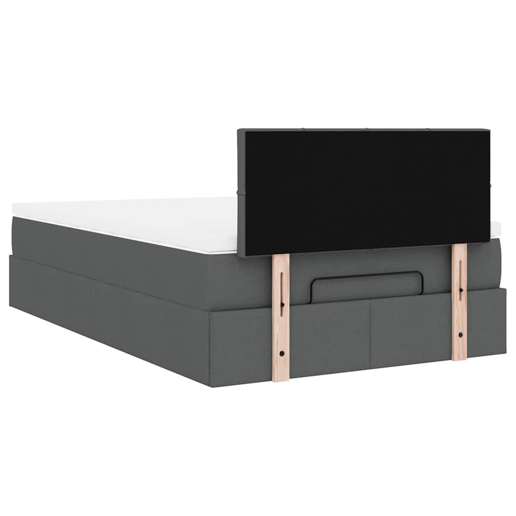 Lit ottoman avec matelas gris foncé 120x190 cm tissu - XIOS
