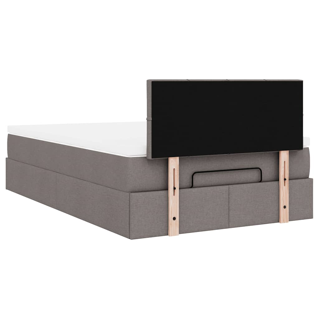 Cadre de lit ottoman avec matelas taupe 120x190 cm tissu - XIOS