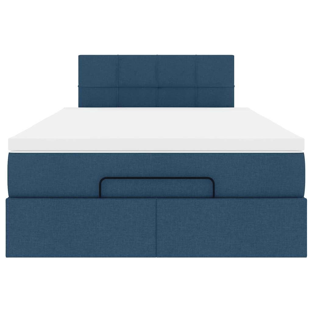Cadre de lit ottoman avec matelas bleu 120x190 cm tissu - XIOS