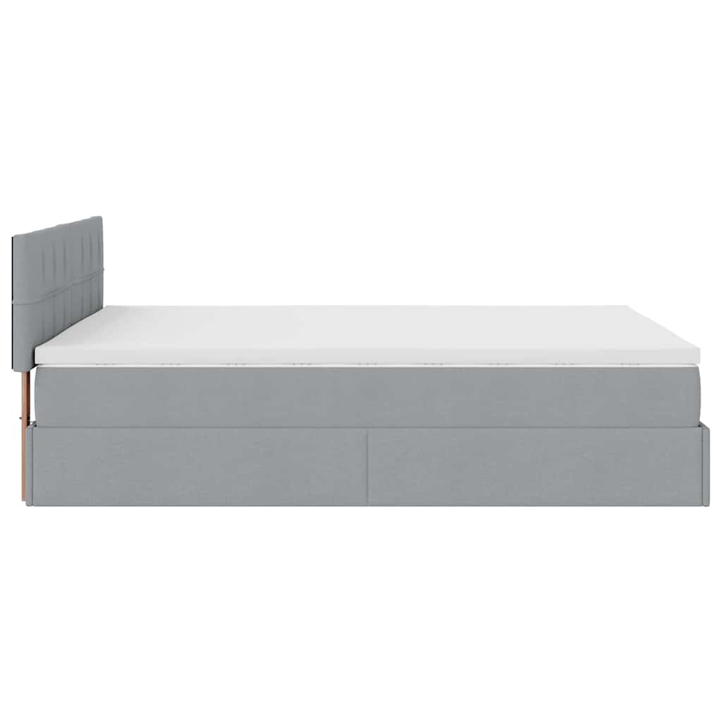 Lit ottoman avec matelas gris clair 140x190 cm tissu - XIOS