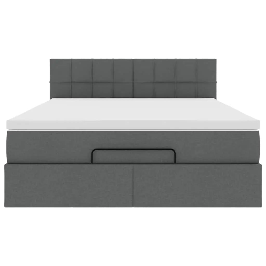 Lit ottoman avec matelas gris foncé 140x190 cm tissu - XIOS