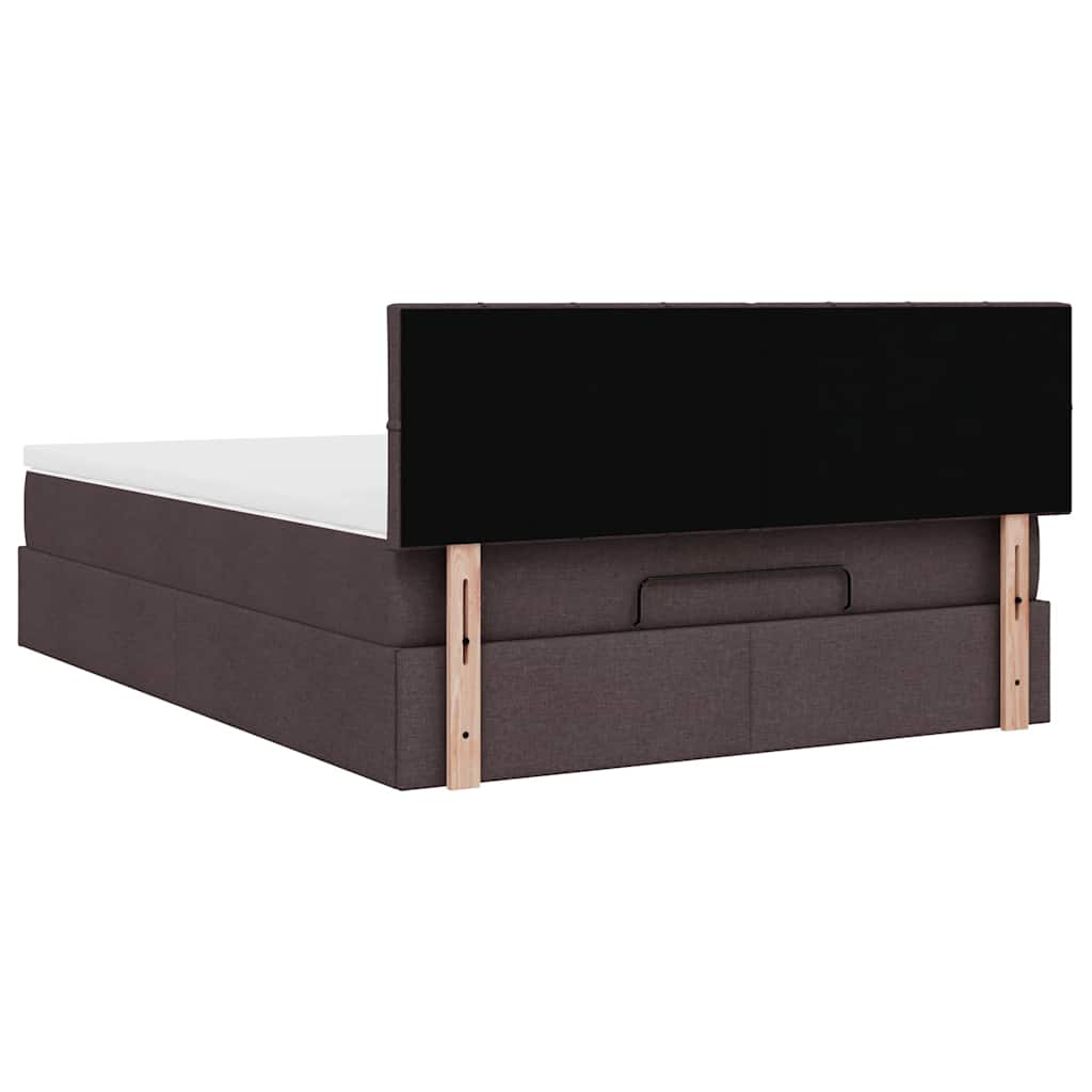 Lit ottoman avec matelas marron foncé 140x190 cm tissu - XIOS