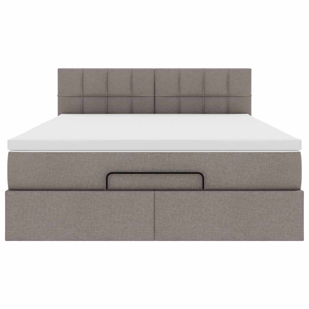 Lit ottoman avec matelas taupe 140x190 cm tissu - XIOS