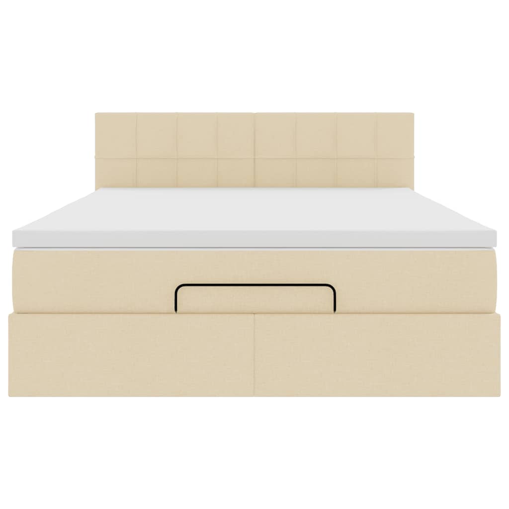 Lit ottoman avec matelas crème 140x190 cm tissu - XIOS
