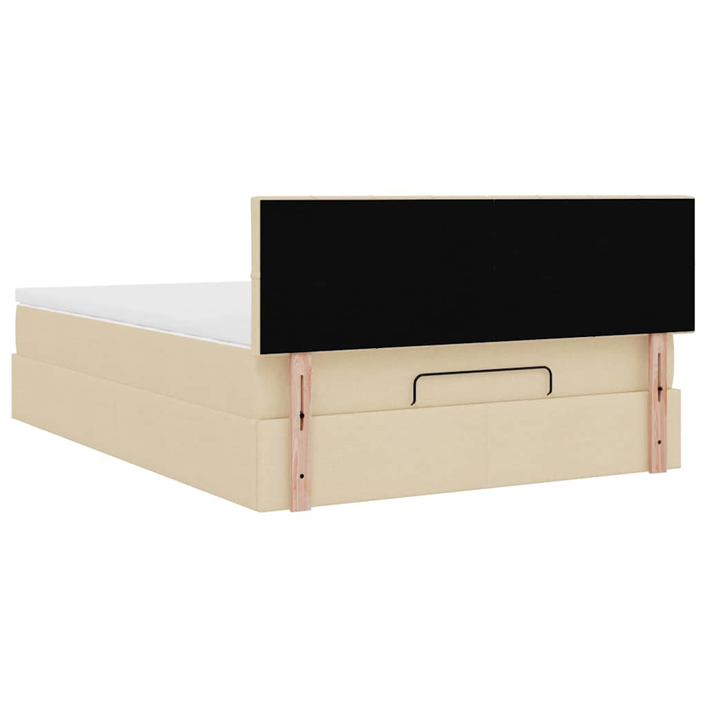 Lit ottoman avec matelas crème 140x190 cm tissu - XIOS