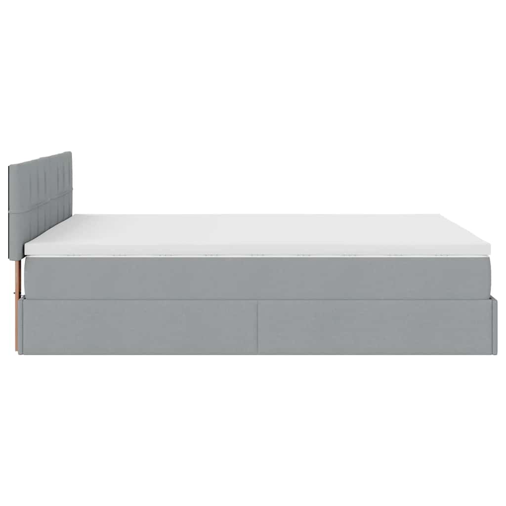 Cadre de lit ottoman et matelas gris clair 140x200 cm tissu - XIOS