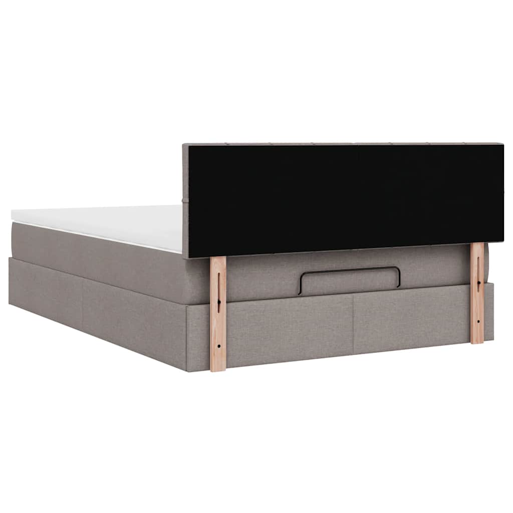 Lit ottoman avec matelas taupe 140x200 cm tissu - XIOS