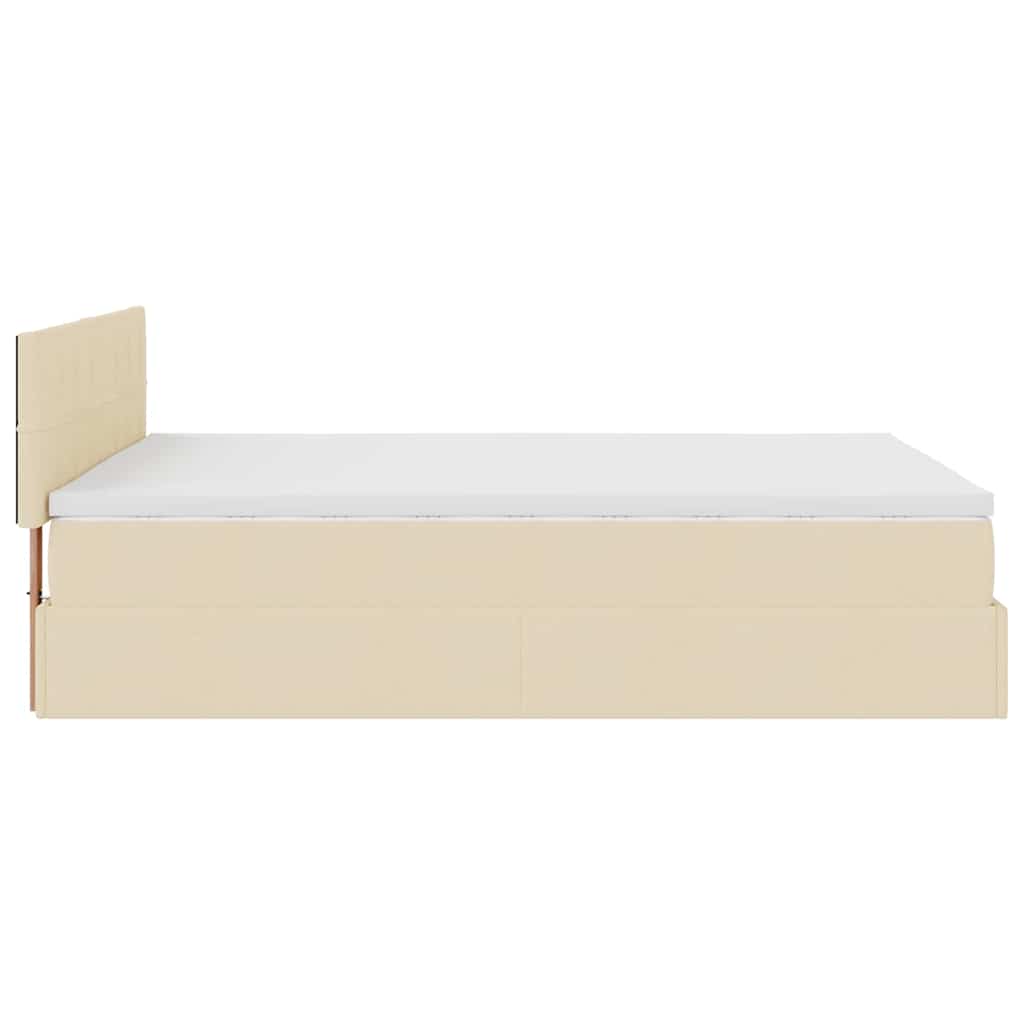 Lit ottoman avec matelas crème 140x200 cm tissu - XIOS