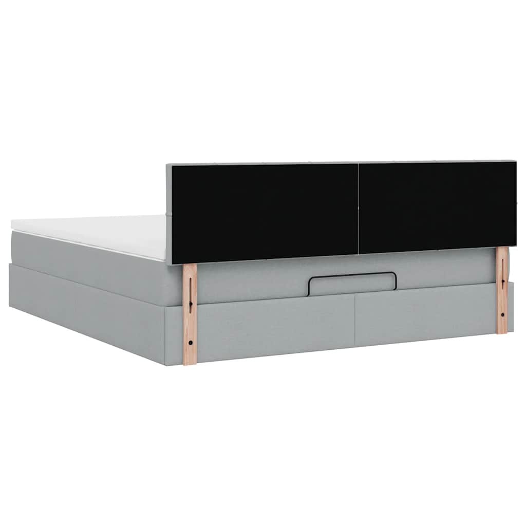 Lit ottoman avec matelas gris clair 160x200 cm tissu - XIOS