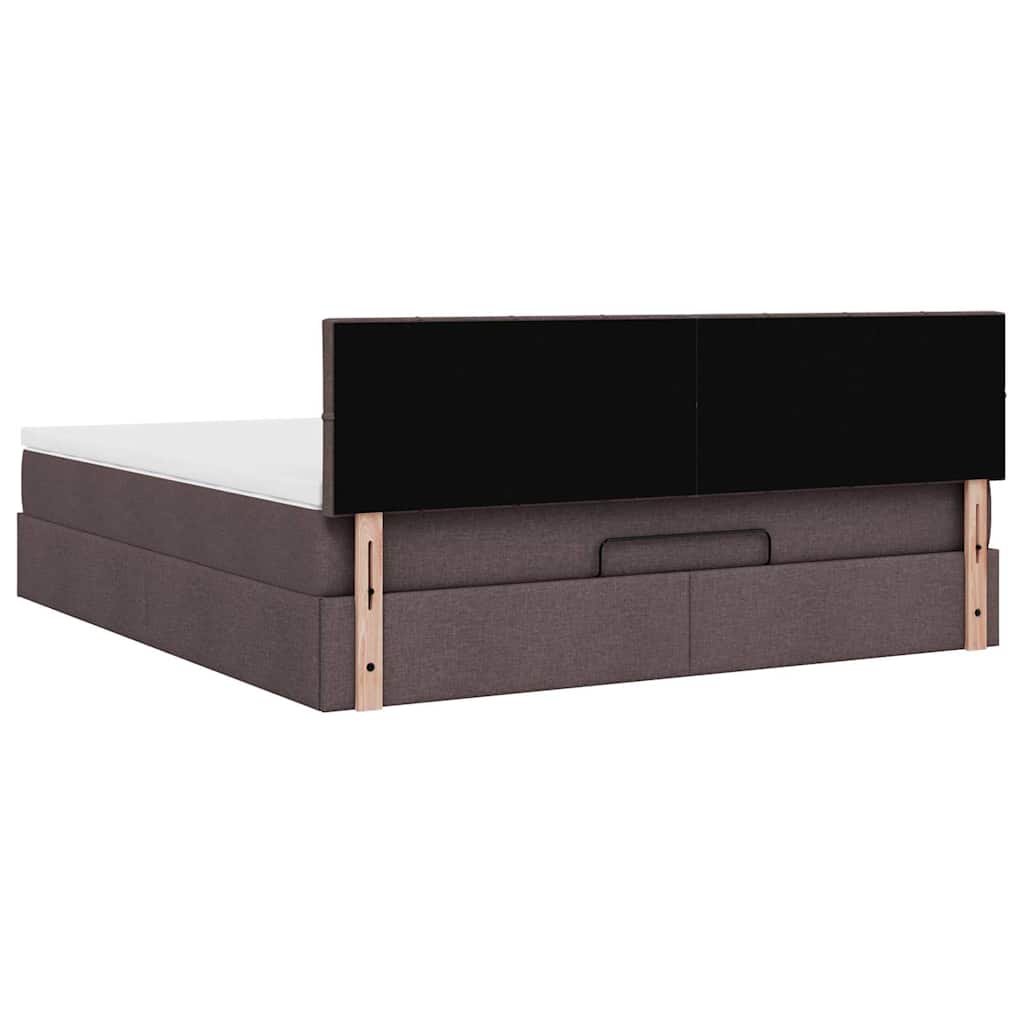 Cadre de lit ottoman avec matelas marron foncé 160x200 cm tissu - XIOS