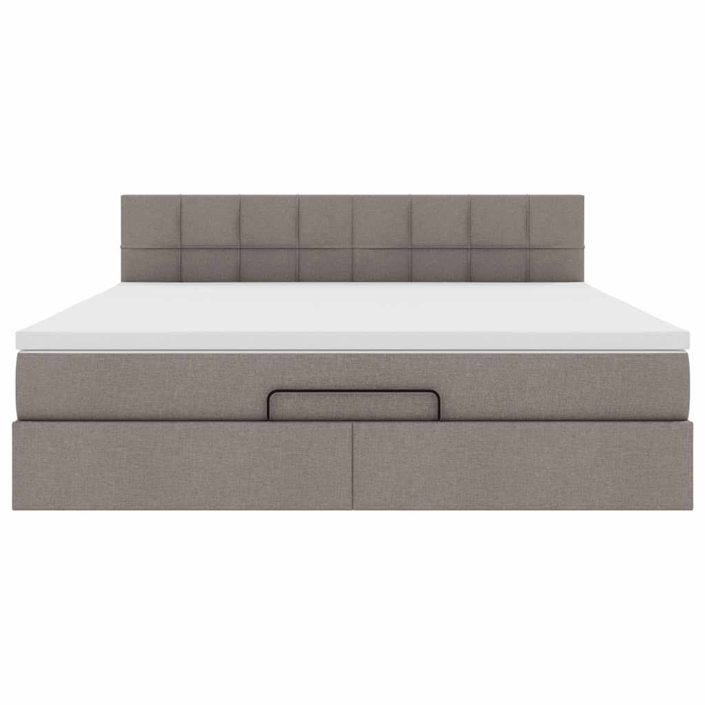 Cadre de lit ottoman avec matelas taupe 160x200 cm tissu - XIOS