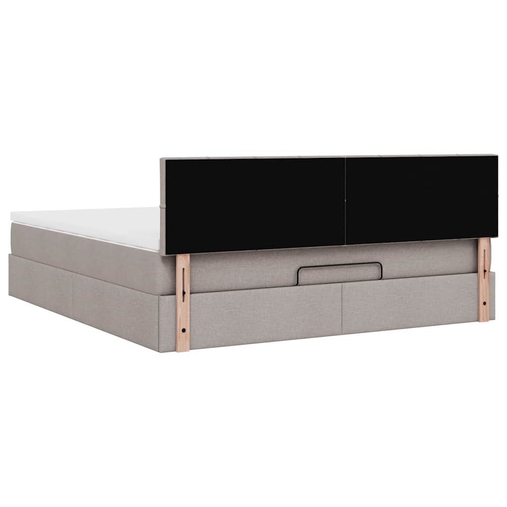 Cadre de lit ottoman avec matelas taupe 160x200 cm tissu - XIOS
