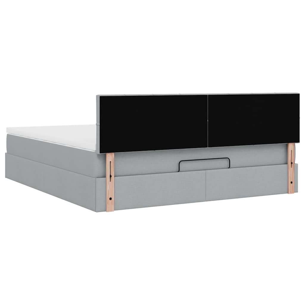 Cadre de lit ottoman et matelas gris clair 180x200 cm tissu - XIOS