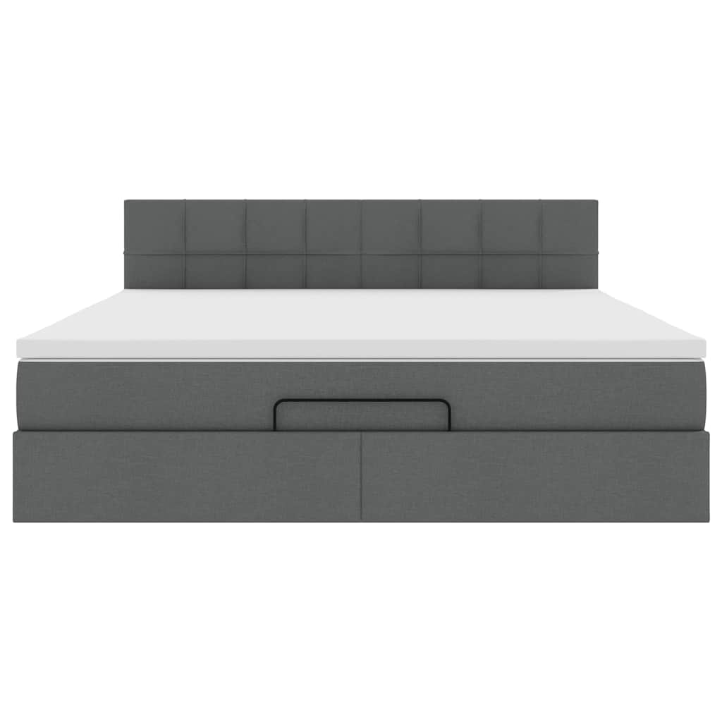 Cadre de lit ottoman avec matelas gris foncé 180x200 cm tissu - XIOS